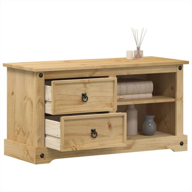 Berkfield Home TV Cabinet Corona 100x40x52 cm Solid Wood Pine in Brown - Size: 100 x 40 x 52 cm - image 1