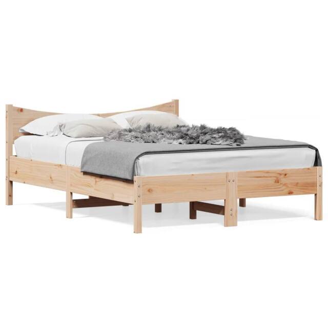 Berkfield Home Bed Frame without Mattress 140x200 cm Solid Wood Pine in Natural - image 1