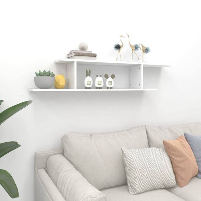 Berkfield Home Modern Wall-Mounted TV Shelf White 125x18x23 cm Engineered Wood - Size: 125 x 18 x 23 cm - image 1