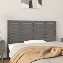 Berkfield Home Wall Headboard Grey 146x3x63 cm Solid Wood Pine - Size: 146 x 3 x 63 cm - thumbnail 2