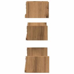 Berkfield Home Wall Shelves 3 pcs Artisan Oak Engineered Wood in Brown - thumbnail 5