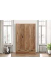 Birlea Stockwell 3 Door 2 Drawer Wardrobe Rustic Oak in Brown - thumbnail 2