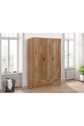 Birlea Stockwell 3 Door 2 Drawer Wardrobe Rustic Oak in Brown - thumbnail 1
