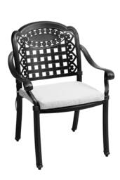 Garden Sanctuary 2Pcs Outdoor Cast Aluminum Chairs with Cushions in Black - thumbnail 4