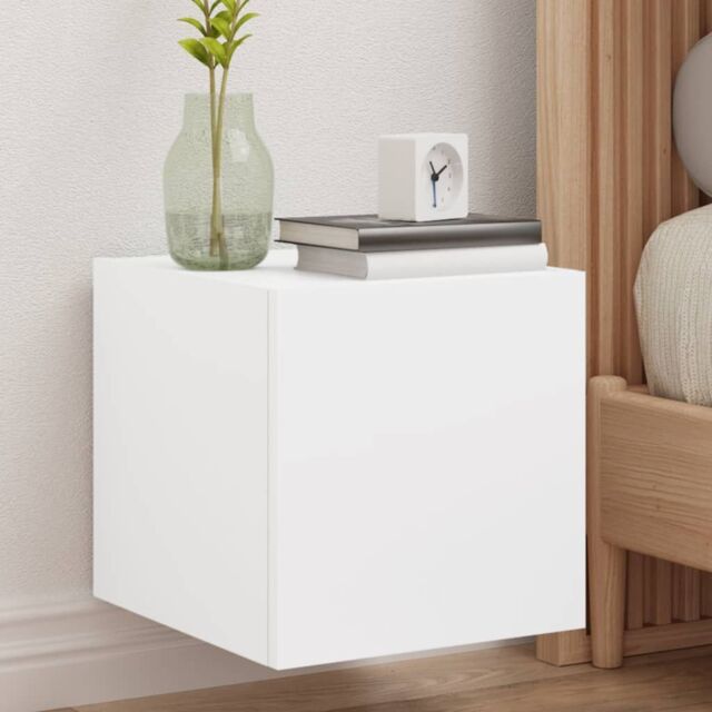 Berkfield Home TV Wall Cabinet with LED Lights White 30.5x35x30 cm - image 1