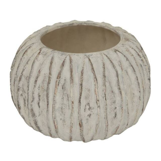 Lemon Pavilion Furniture and Decor Lorenzo Rotund Fin Vase - Ceramic - L30 x W30 x H20 cm - White - image 1