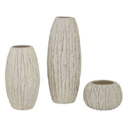 Lemon Pavilion Furniture and Decor Lorenzo Rotund Fin Vase - Ceramic - L30 x W30 x H20 cm - White - thumbnail 4