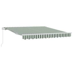 Berkfield Home Manual Retractable Awning Green & White 350x250 cm - thumbnail 2