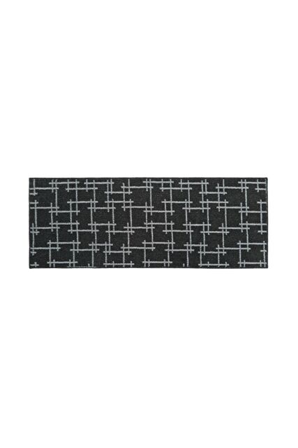 JVL Vector Machine Washable Latex Backed Runner Doormat, 57x150cm, Black - Size: 50 cm x 150 cm - image 1