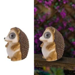 Marco Paul Men's Brown Resin Solar Powered Hedgehog Garden Ornament 12cm in Beige - thumbnail 2