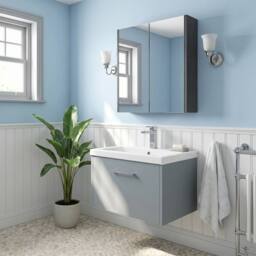 Balterley Winshill Contemporary 1 Drawer Wall Hung Vanity Basin Unit, 600mm in Grey - thumbnail 4