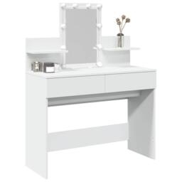 Berkfield Home Dressing Table with LED White 100x40x130 cm - Size: 100 x 40 x 130 cm - thumbnail 4