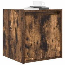 Berkfield Home Durable Wall-Mounted Bedside Cabinet Smoked Oak 38x34x40 cm in Brown - Size: 38 x 34 x 40 cm - thumbnail 4