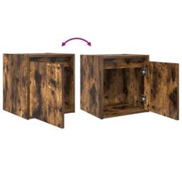 Berkfield Home Durable Wall-Mounted Bedside Cabinet Smoked Oak 38x34x40 cm in Brown - Size: 38 x 34 x 40 cm - thumbnail 9