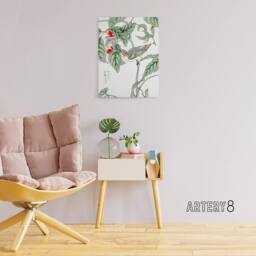 "Artery8 Tree Creeper & Pea Japanese Canvas Wall Art Print Kashu - Size: W18"" x H24""" - thumbnail 3