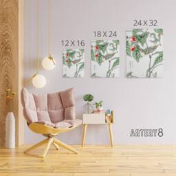"Artery8 Tree Creeper & Pea Japanese Canvas Wall Art Print Kashu - Size: W18"" x H24""" - thumbnail 4