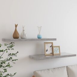 Berkfield Home Floating Wall Shelves 2 pcs Concrete Grey 80x23.5x3.8 cm MDF - thumbnail 1