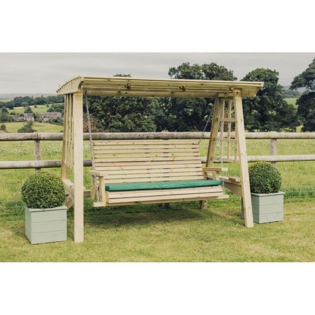 Churnet Valley Garden Furniture Ltd Antoinette 3 Swing Seat - Min. Assembly Required - Set of Cushions Inc in Brown - image 1