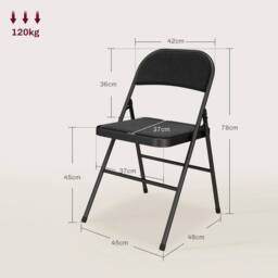 NESTLUNE 4 Pack Linen-Look Padded Folding Chairs in Black - Size: 100 cm x 60 cm - thumbnail 2