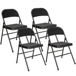 NESTLUNE 4 Pack Linen-Look Padded Folding Chairs in Black - Size: 100 cm x 60 cm - thumbnail 1