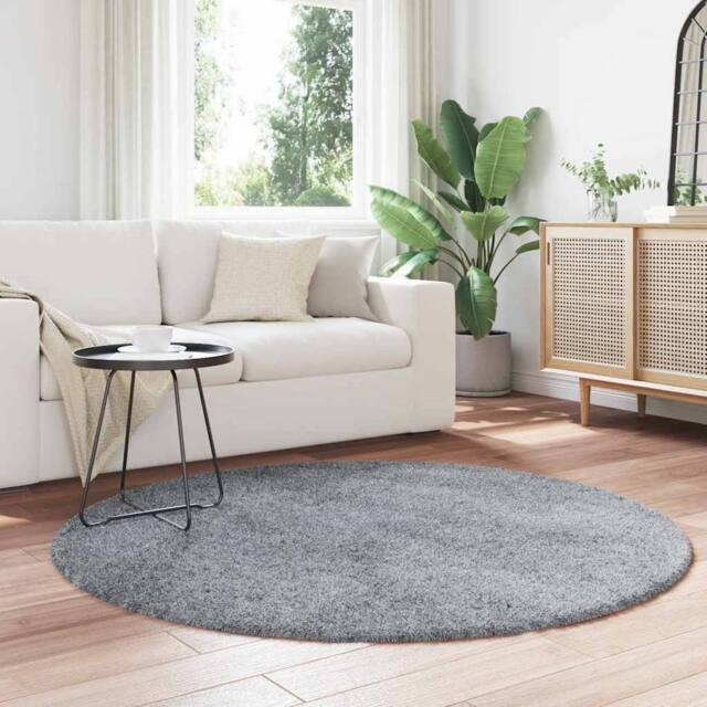 Berkfield Home Shaggy Rug High Pile NAVARRA Light Grey 160x160 cm Polyester - Size: Medium - image 1