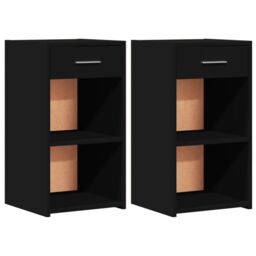 Berkfield Home Bedside Cabinets 2 pcs Black 35x34x65 cm Engineered Wood - Size: 35 x 34 x 65 cm - thumbnail 2