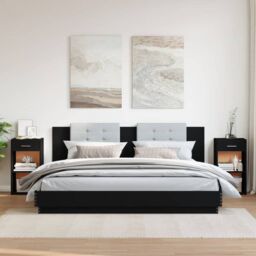 Berkfield Home Bedside Cabinets 2 pcs Black 35x34x65 cm Engineered Wood - Size: 35 x 34 x 65 cm - thumbnail 3