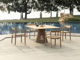 Vente-unique 135Cm Light Natural Teak Garden Dining Table - TRIANI By MYLIA in Light Oak - thumbnail 4