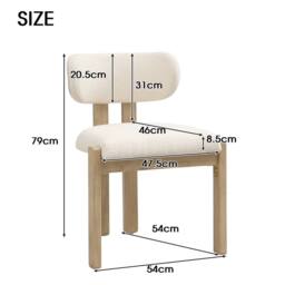 Merax Set of 6 Bouclé Dining Chair with Solid Wood Frame, Curved Backrest in Natural - thumbnail 5