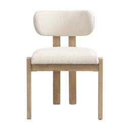 Merax Set of 6 Bouclé Dining Chair with Solid Wood Frame, Curved Backrest in Natural - thumbnail 9