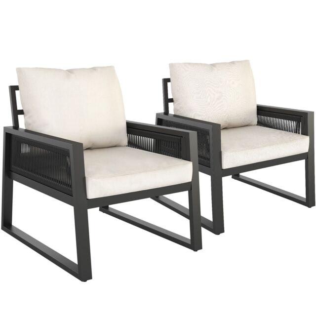 tectake Captive aluminum garden lounge set in rope design in Dark Grey - Size: 2 Seater - image 1