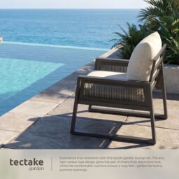 tectake Captive aluminum garden lounge set in rope design in Dark Grey - Size: 2 Seater - thumbnail 4