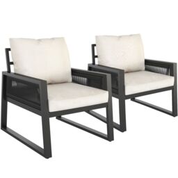 tectake Captive aluminum garden lounge set in rope design in Dark Grey - Size: 2 Seater - thumbnail 1
