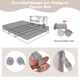 Gymax Bassinet for Infant Folding Bedside Crib 77-87CM Adjustable Height in Beige - thumbnail 9