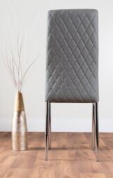 FurnitureboxUK Santorini Brown Wood Effect Dining Table & 6 Milan Chrome Leg Chairs in Grey - thumbnail 6