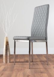 FurnitureboxUK Santorini Brown Wood Effect Dining Table & 6 Milan Chrome Leg Chairs in Grey - thumbnail 8