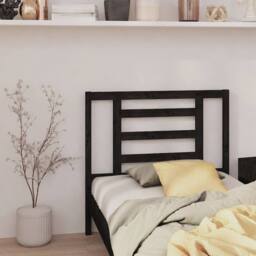 Berkfield Home Beautiful Bed Headboard Black 96x4x100 cm Solid Wood Pine - Size: 96 x 4 x 100 cm - thumbnail 2