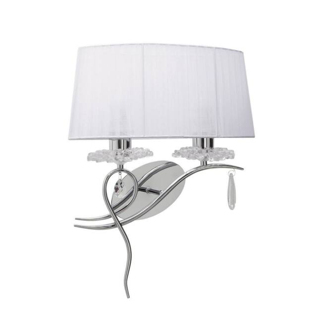 Netlighting Louise Wall Lamp Right 2 Light E27 White Shade Chrome Crystal in Grey - image 1