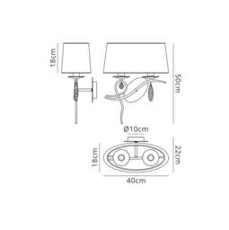 Netlighting Louise Wall Lamp Right 2 Light E27 White Shade Chrome Crystal in Grey - thumbnail 2