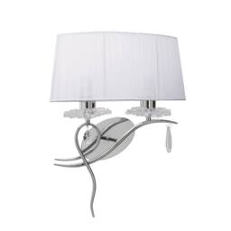 Netlighting Louise Wall Lamp Right 2 Light E27 White Shade Chrome Crystal in Grey