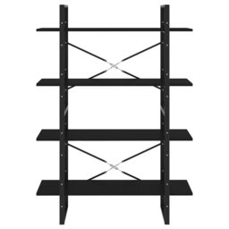 Berkfield Home 4-Tier Book Cabinet Black 100x30x140 cm Engineered Wood - Size: 100 x 30 x 140 cm - thumbnail 5