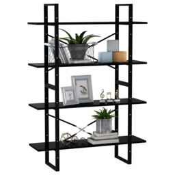 Berkfield Home 4-Tier Book Cabinet Black 100x30x140 cm Engineered Wood - Size: 100 x 30 x 140 cm - thumbnail 4