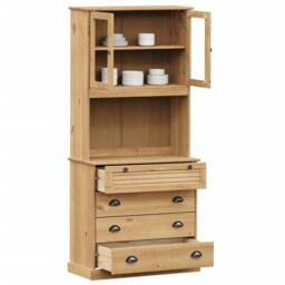 Berkfield Home Highboard VIGO 80x40x176 cm Solid Wood Pine in Brown - Size: 80 x 40 x 176 cm - thumbnail 3