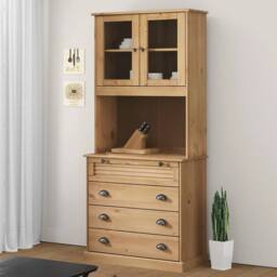 Berkfield Home Highboard VIGO 80x40x176 cm Solid Wood Pine in Brown - Size: 80 x 40 x 176 cm - thumbnail 2