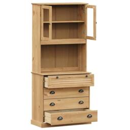 Berkfield Home Highboard VIGO 80x40x176 cm Solid Wood Pine in Brown - Size: 80 x 40 x 176 cm - thumbnail 4