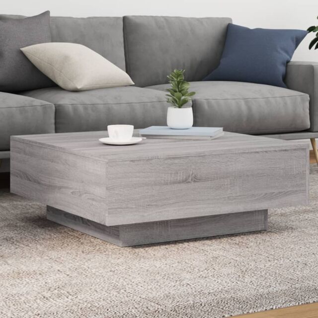 Berkfield Home Coffee Table with LED Lights Grey Sonoma 80x80x31 cm - Size: 80 x 80 x 31 cm - image 1