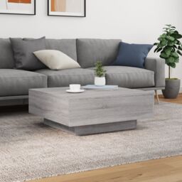 Berkfield Home Coffee Table with LED Lights Grey Sonoma 80x80x31 cm - Size: 80 x 80 x 31 cm - thumbnail 5