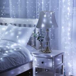 Garwarm Curtain Lights 3m x 3m, 300 LED String Lights With 8 Modes in Cool White - thumbnail 3