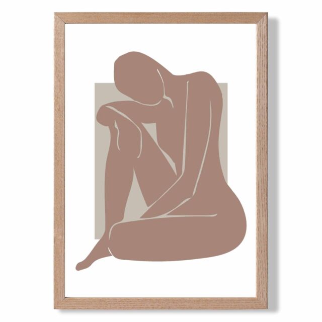 ARTZE Matisse Nude Brown & Beige Framed Print SIZE: A4 with Oak Frame - image 1
