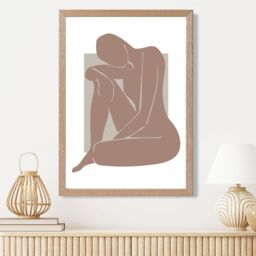 ARTZE Matisse Nude Brown & Beige Framed Print SIZE: A4 with Oak Frame - thumbnail 2